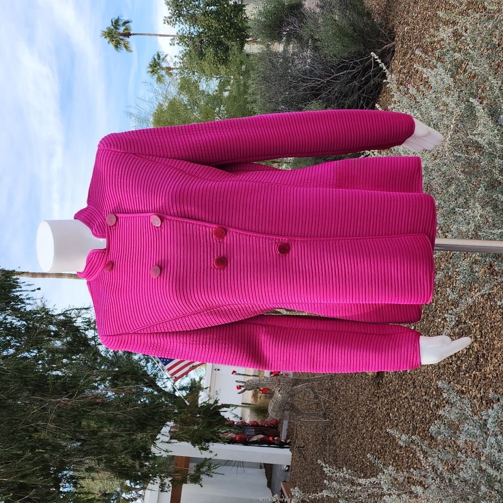 GIORGIO ARMANI Fuchsia Wool Blazer 46 Minimalist Cadet Jacket 90s Italy VINTAGE - Picture 9 of 16